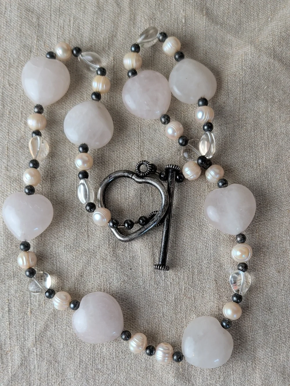 925 Sterling Silver Freshwater Pearl & Natural Gemstone Necklace Artisan